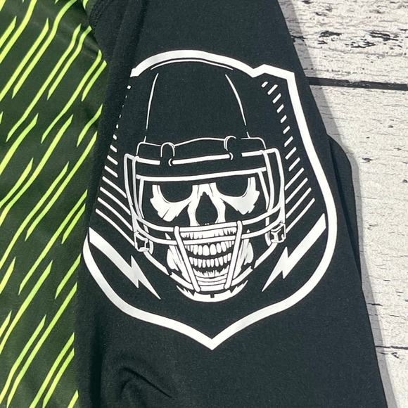 Nike Pro Combat Compression Long‎ Sleeve Shirt Football Skull L Green Black - Picture 4 of 7